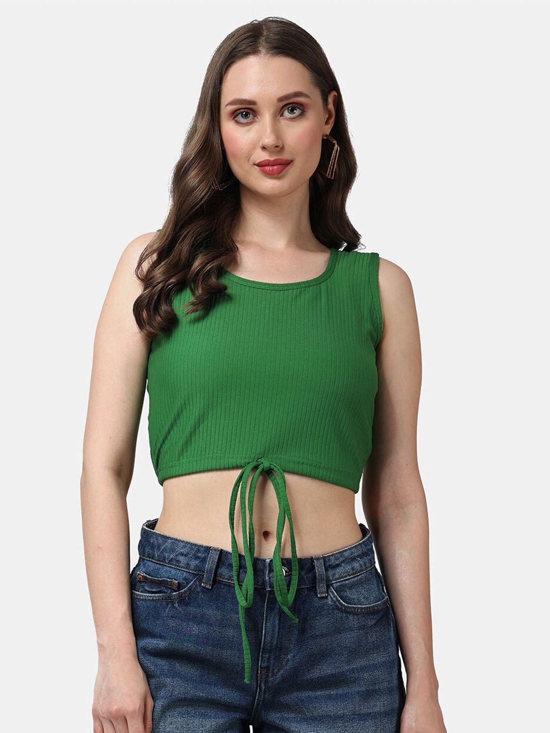 popwings sleeveless waist tie-ups crop regular top