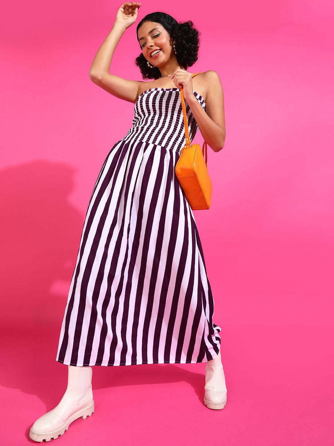 popwings striped maxi dress