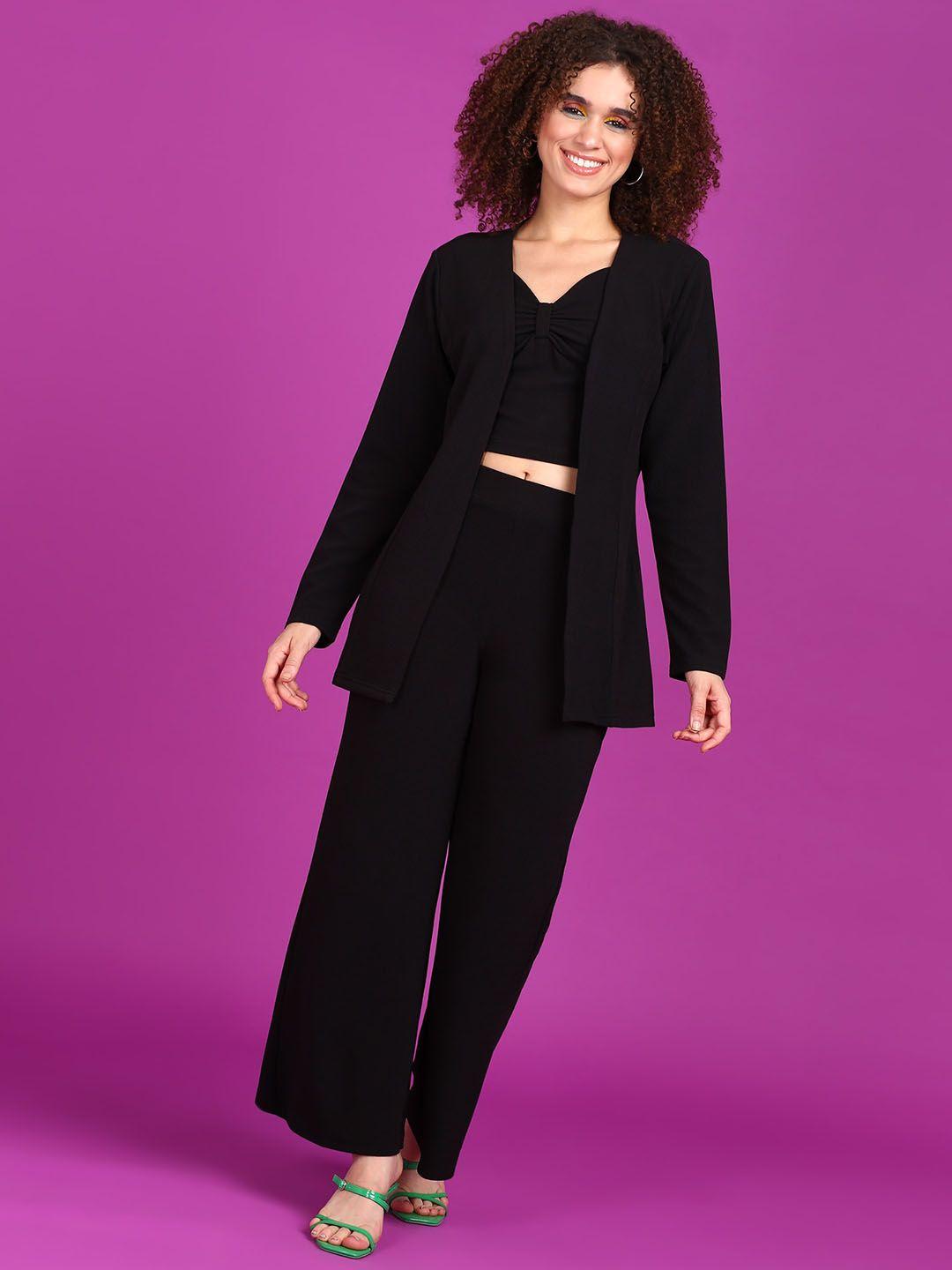 popwings sweetheart neck top with trousers & jacket
