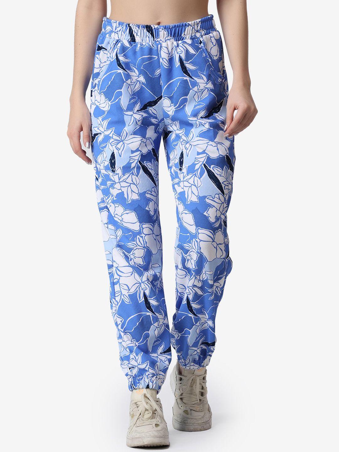 popwings women floral printed smart travel features high-rise joggers