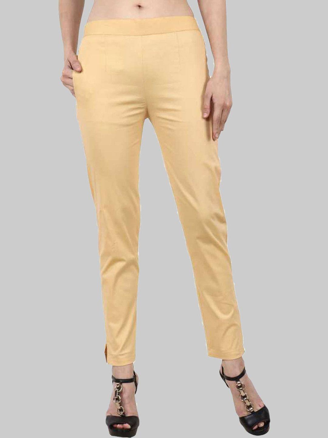 popwings women mid-rise stretchable cigarette trousers