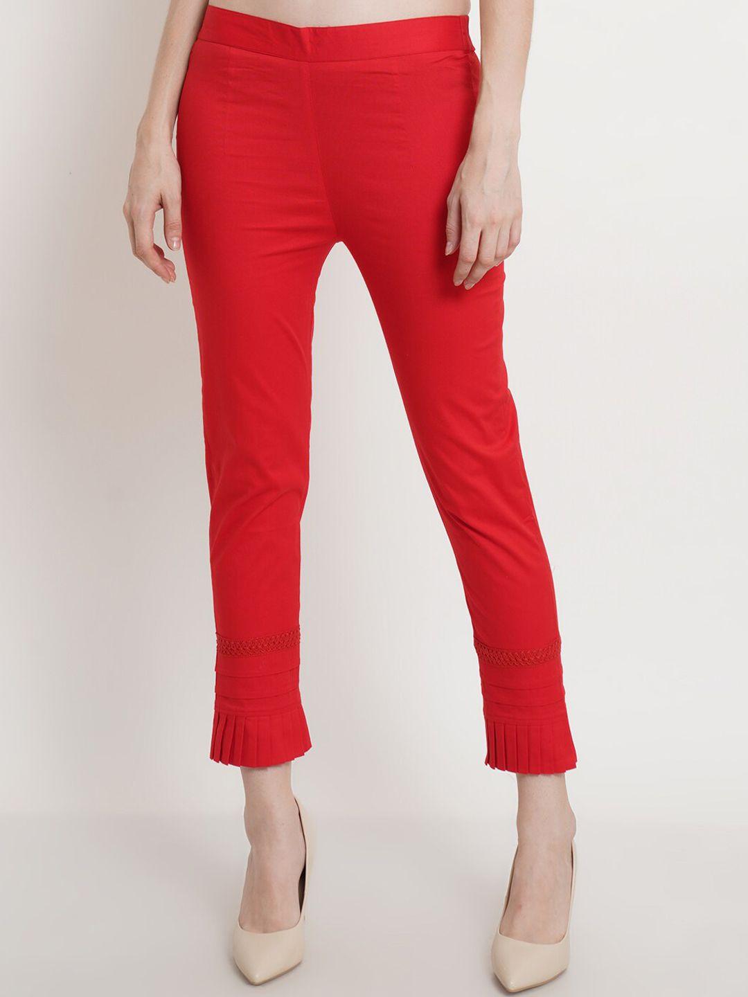 popwings women red smart trousers