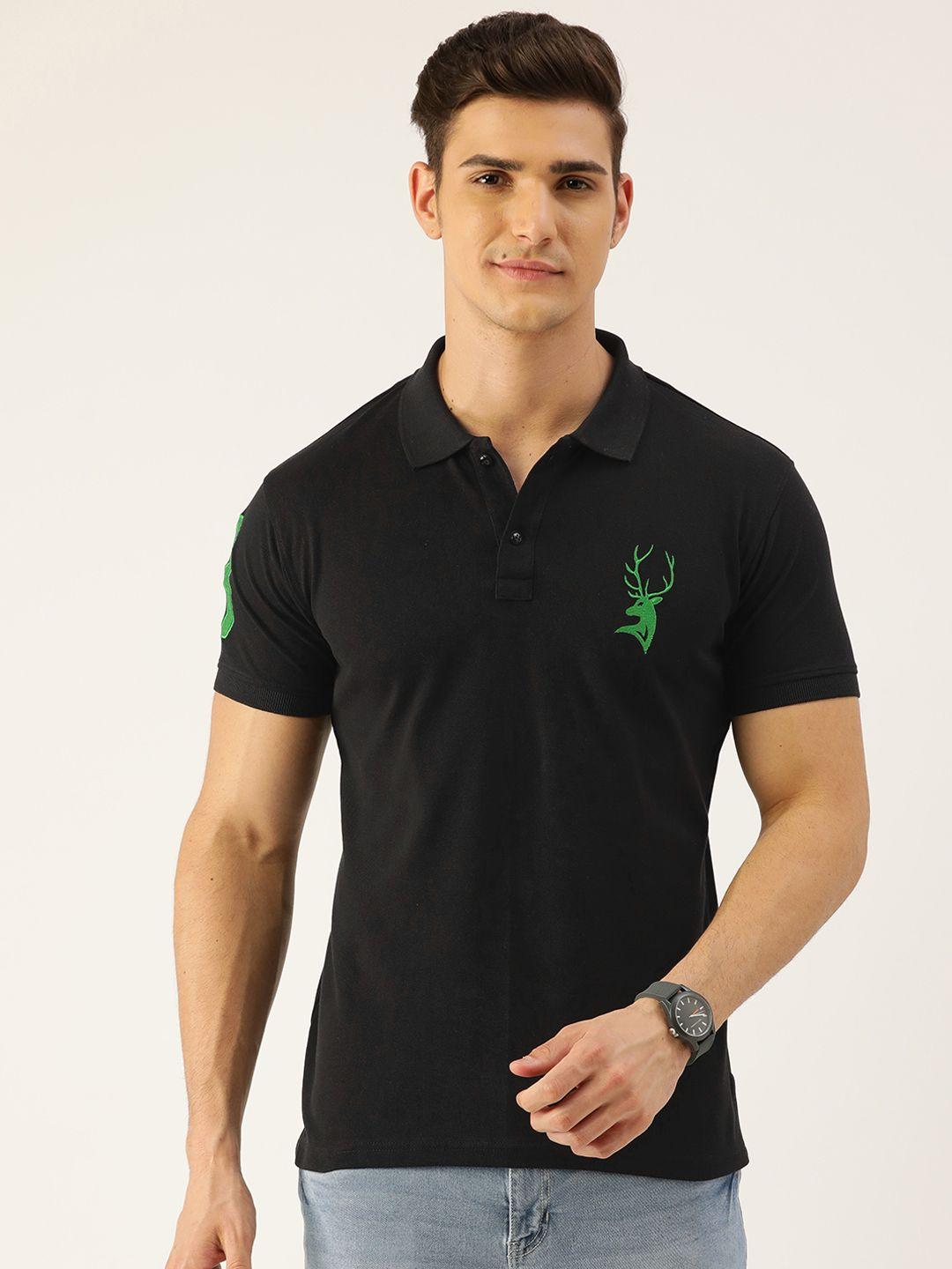 portblair men black polo collar t-shirt