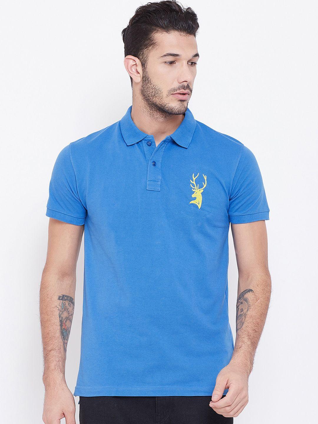 portblair men blue solid polo collar t-shirt