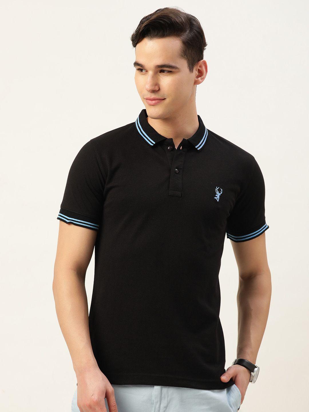 portblair men brand logo printed polo collar slim fit t-shirt