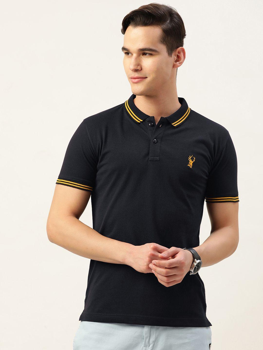 portblair men brand logo printed polo collar slim fit t-shirt