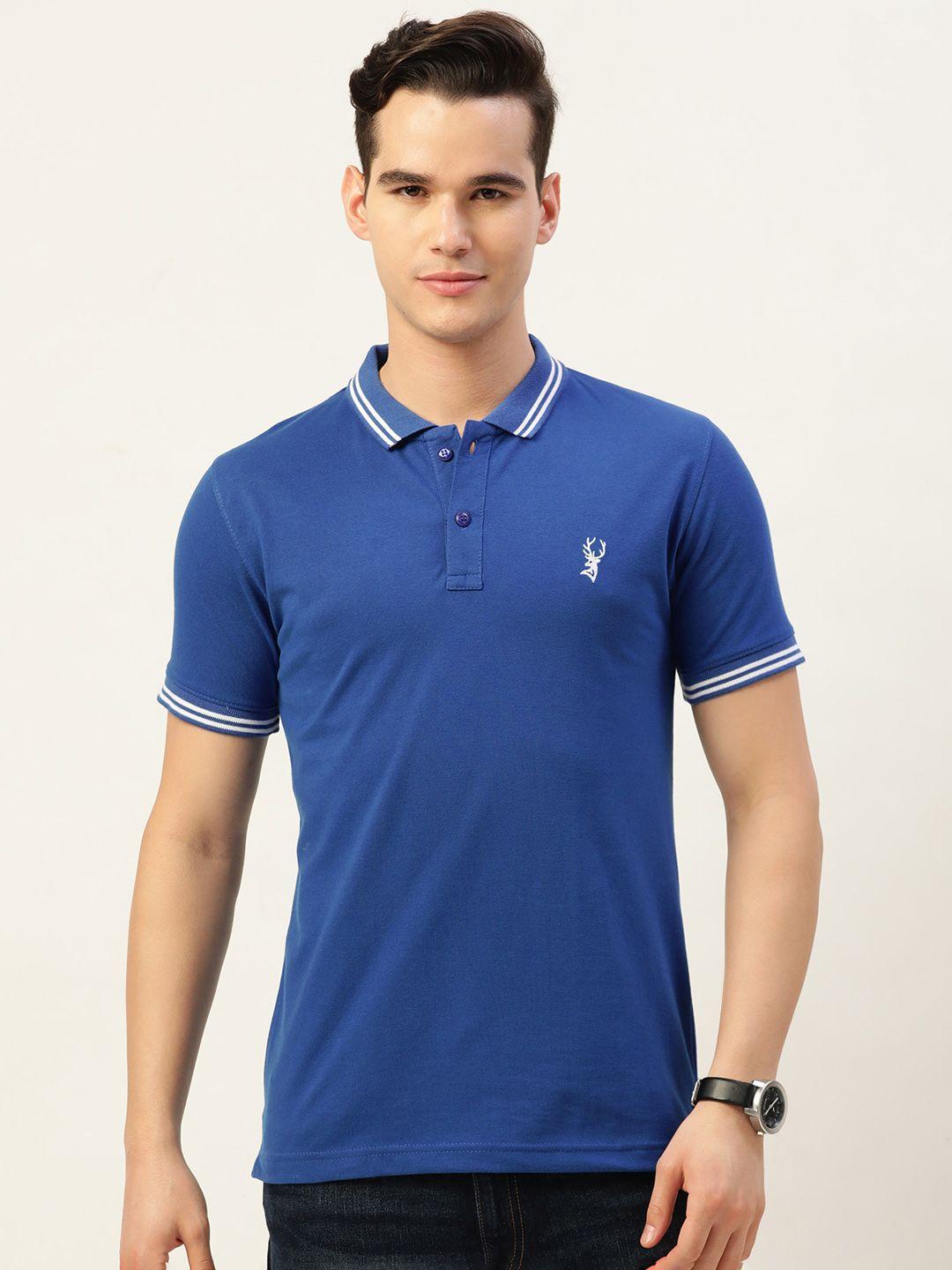 portblair men brand logo printed polo collar slim fit t-shirt