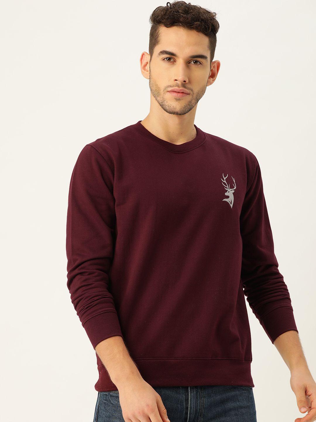 portblair men burgundy solid sweatshirt