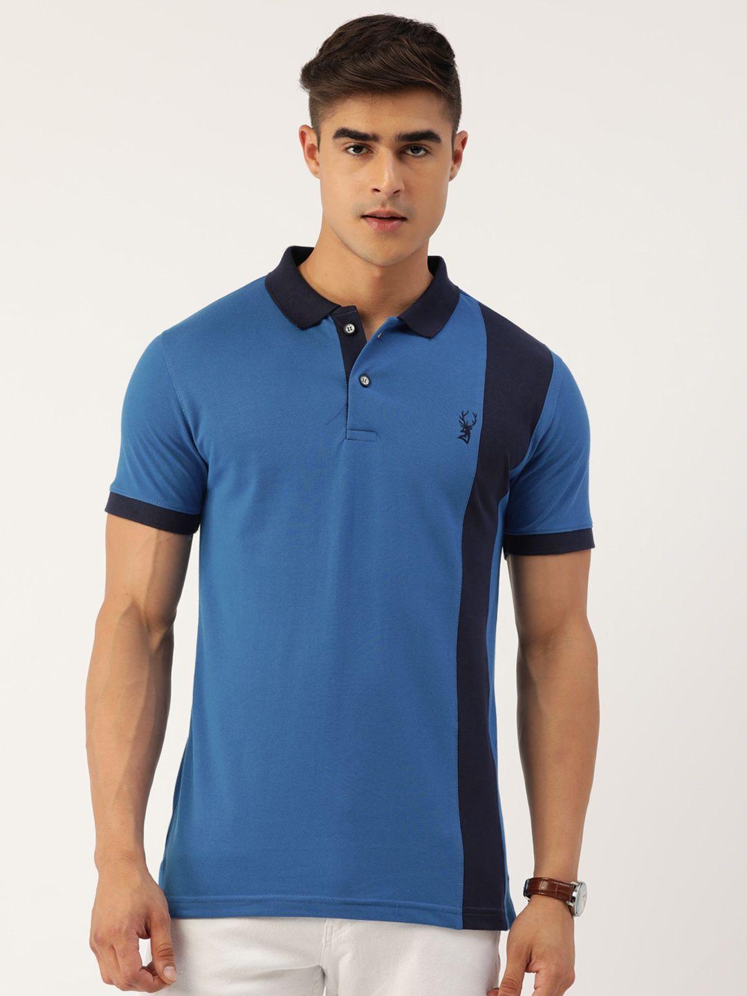 portblair men colourblocked polo collar slim fit t-shirt