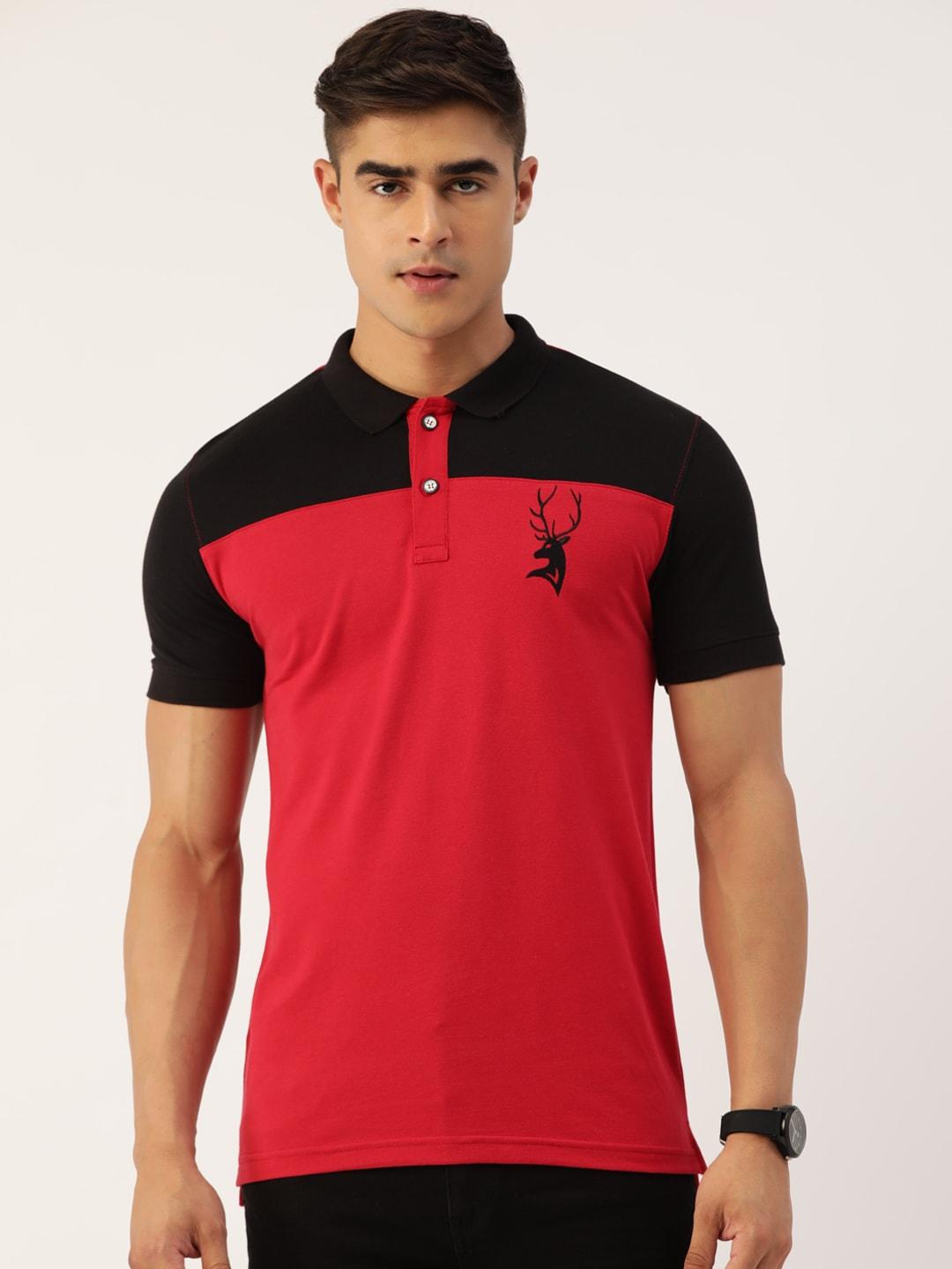 portblair men colourblocked polo collar slim fit t-shirt