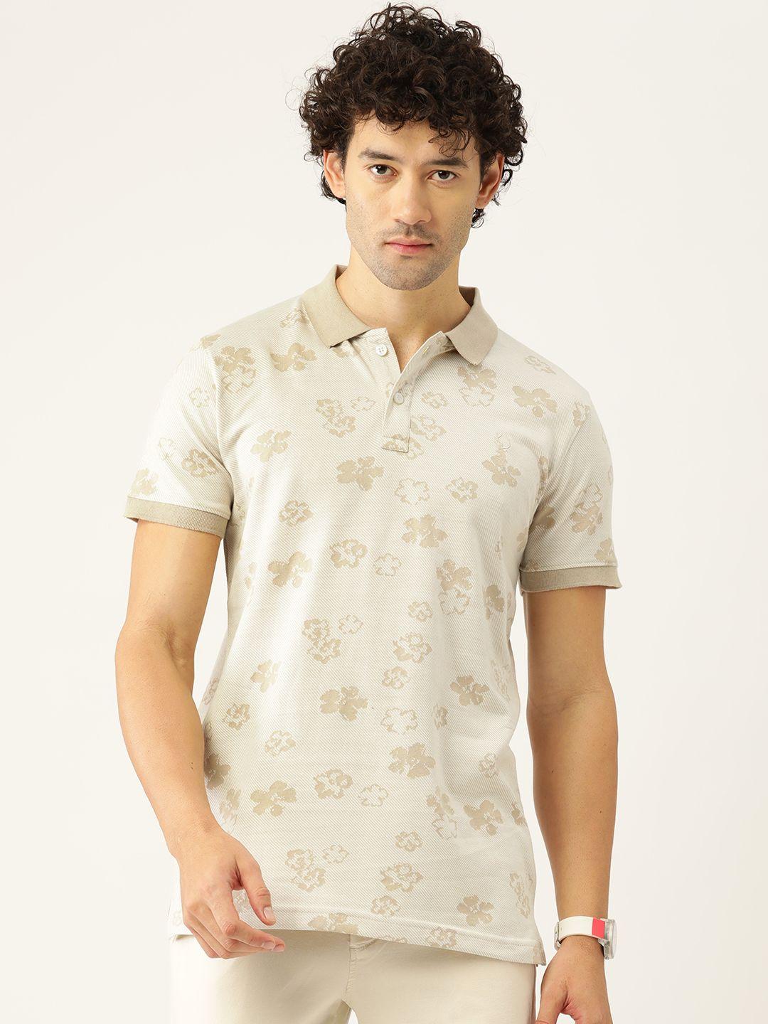 portblair men floral printed polo collar slim fit t-shirt