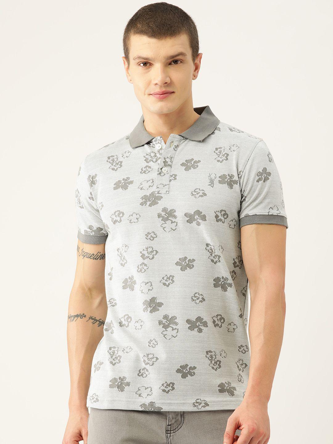 portblair men floral printed polo collar slim fit t-shirt