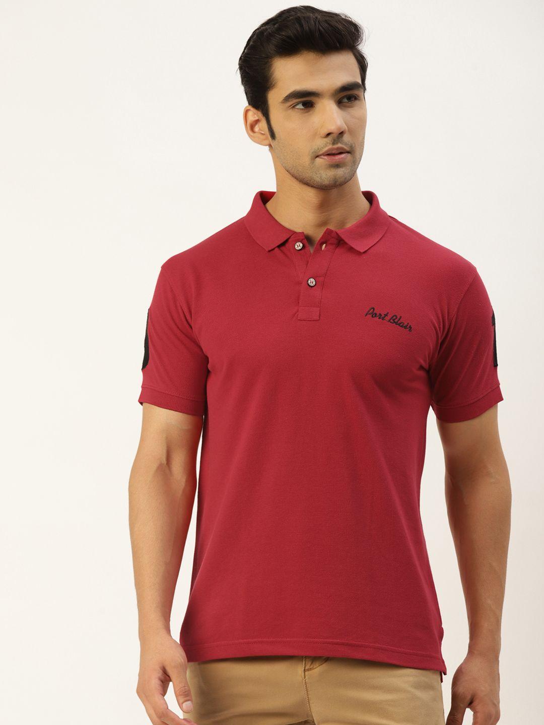 portblair men maroon polo collar slim fit t-shirt
