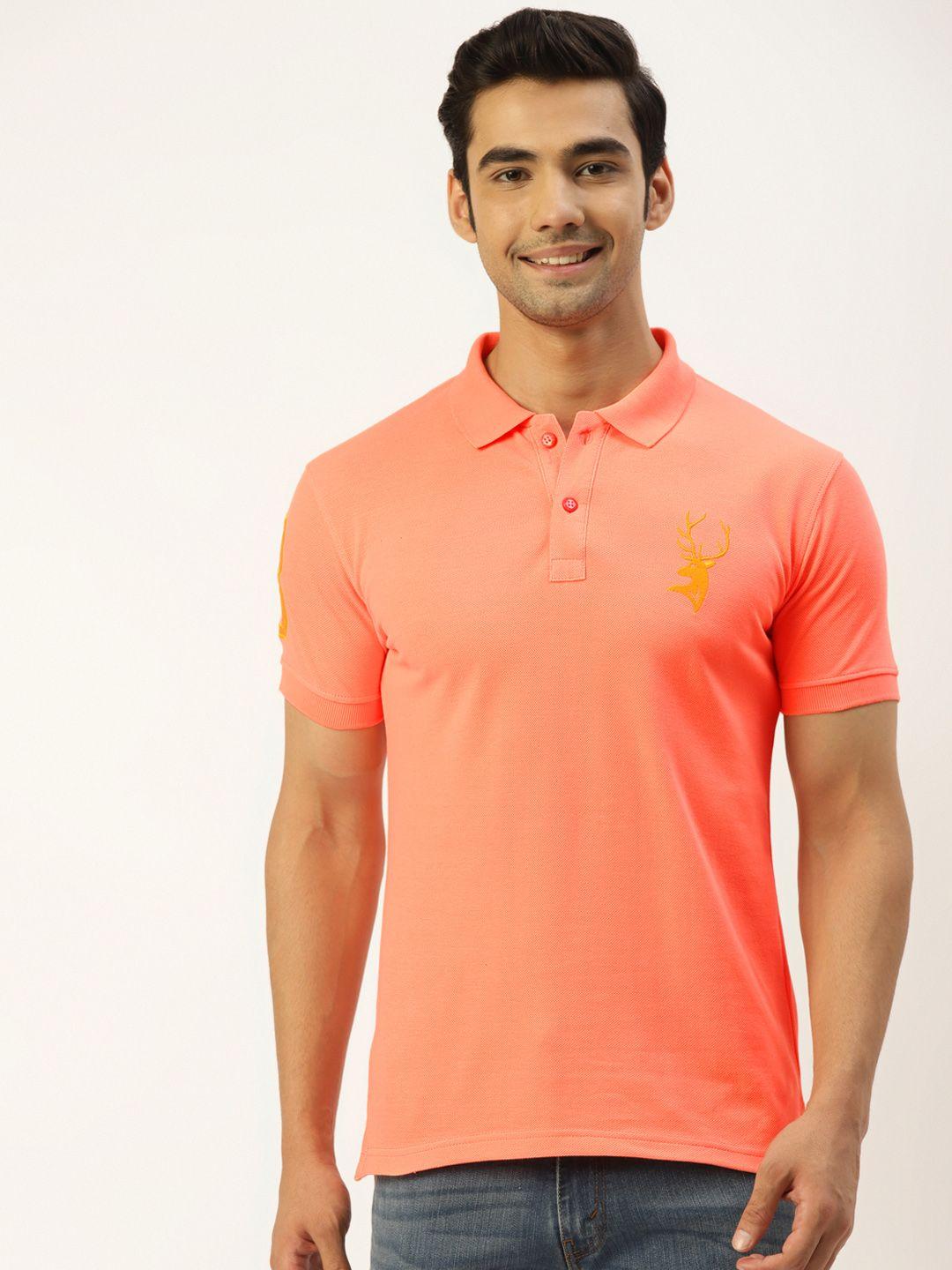 portblair men peach-coloured polo collar t-shirt