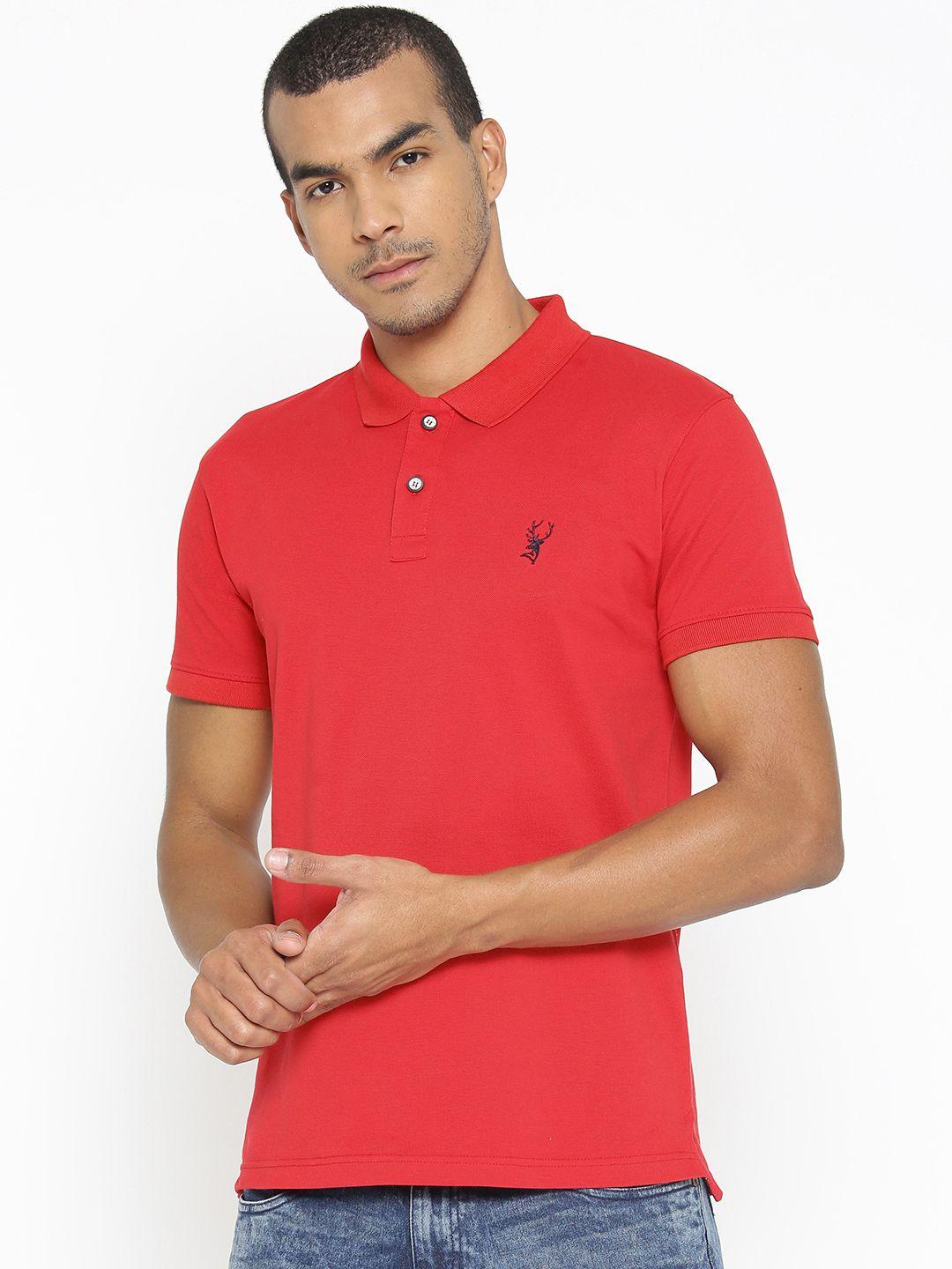 portblair men red solid polo collar t-shirt