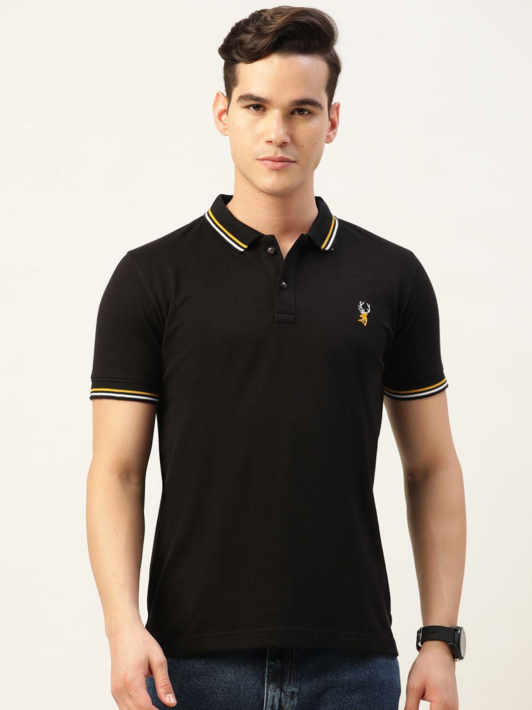 portblair polo collar applique slim fit t-shirt