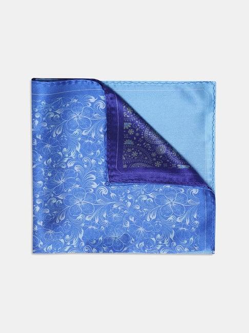 porter floral silk pocket square in blue