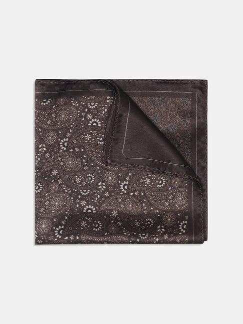 porter floral silk pocket square in brown