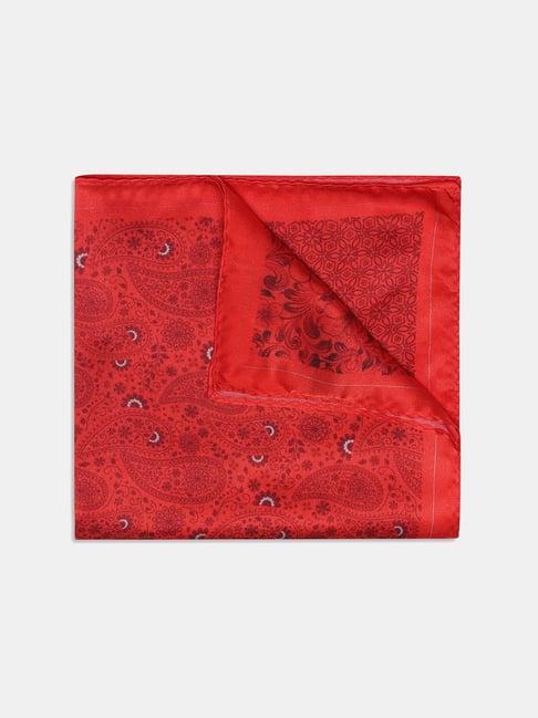 porter floral silk pocket square in red