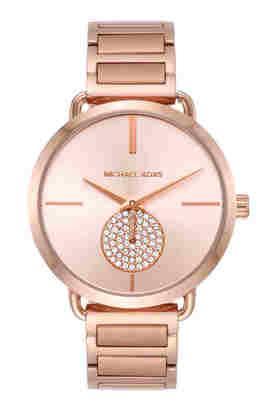 portia 36 mm rose gold dial stainless steel chronograph watch for women - mk3640it