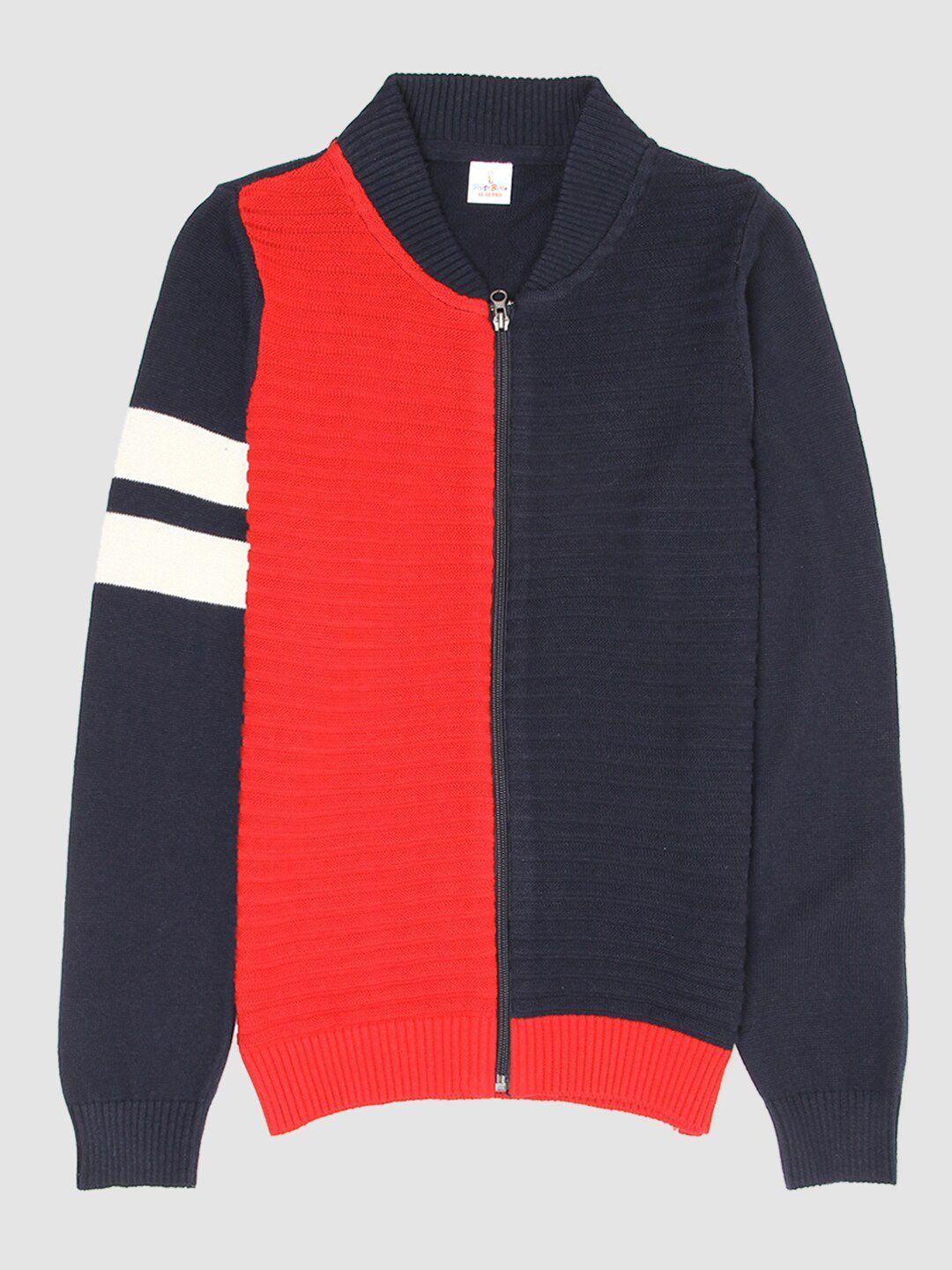 portobello boys red & black colourblocked cardigan