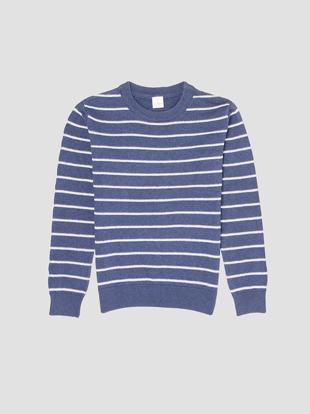 portobello boys round neck long sleeves acrylic striped pullover