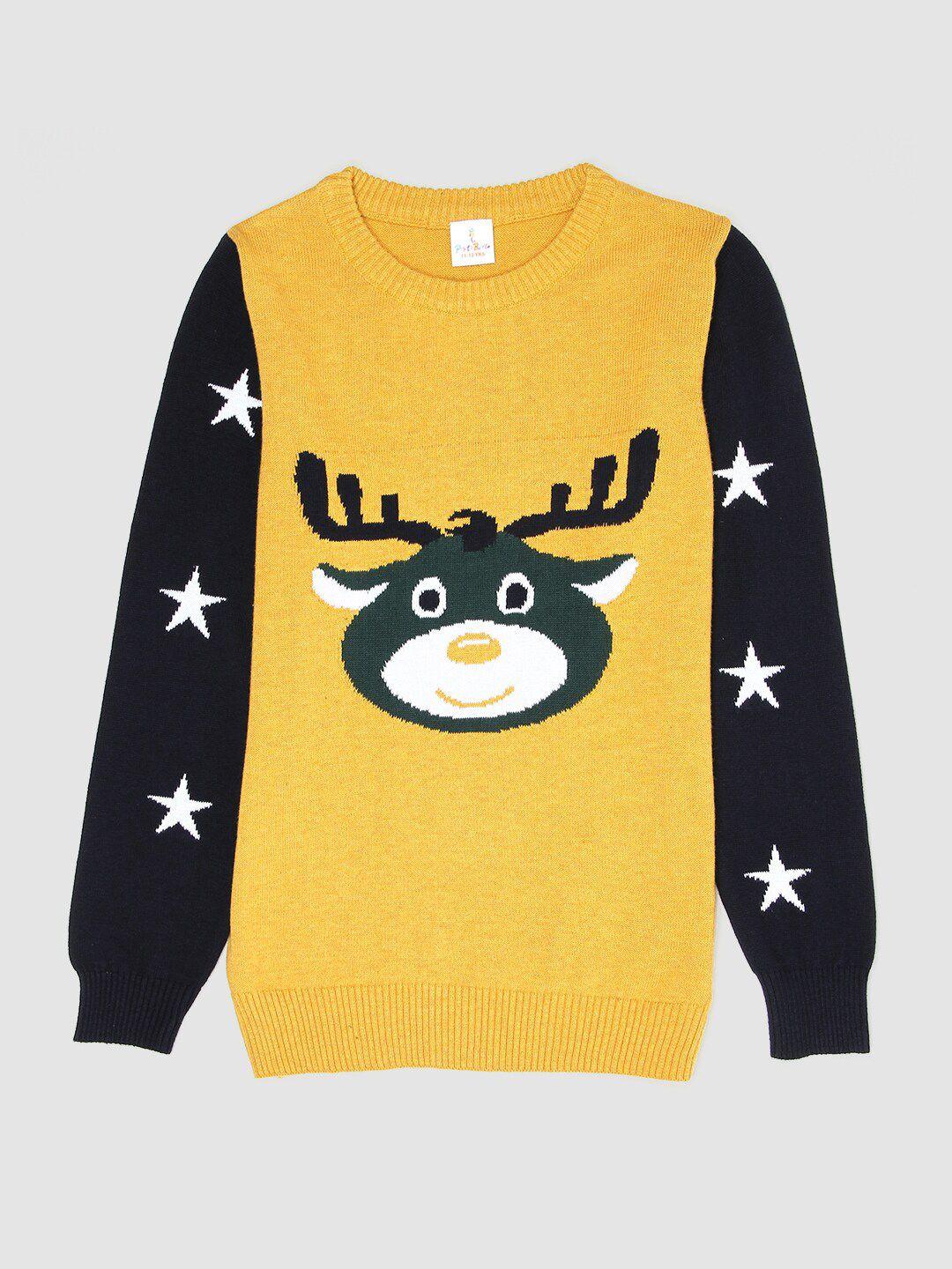 portobello boys yellow & black animal printed pullover