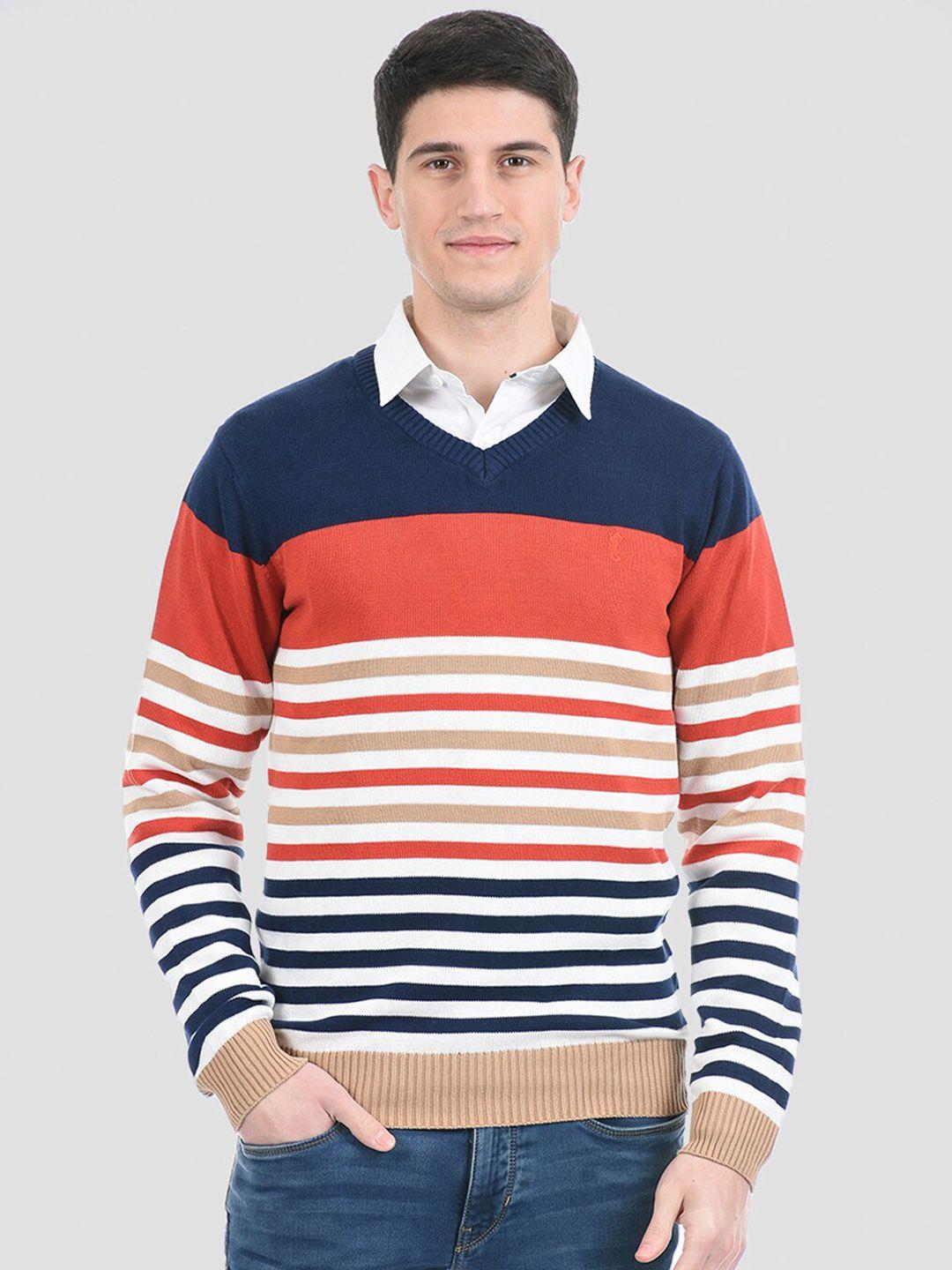 portobello men white & red striped pullover