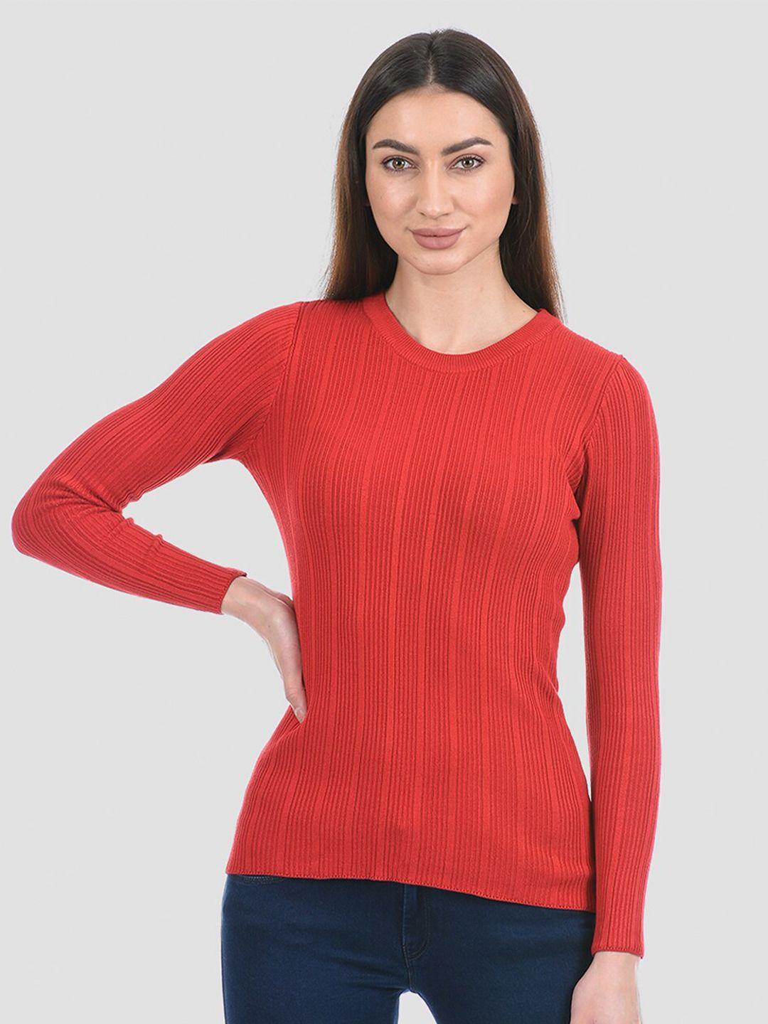 portobello women red striped pullover