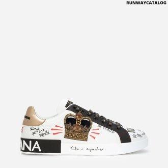 portofino sneakers in printed nappa calfskin with patch