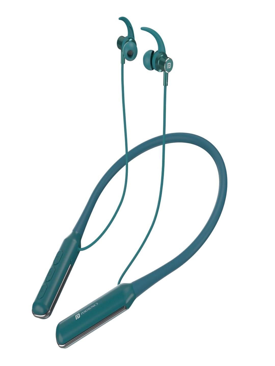 portronics sea-green solid in-ear bluetooth wireless earphones