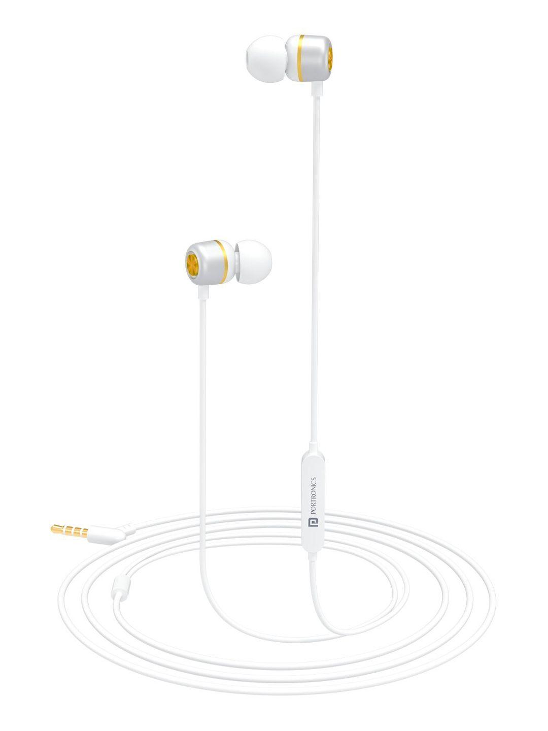 portronics unisex white solid 10 in-ear wired earphone