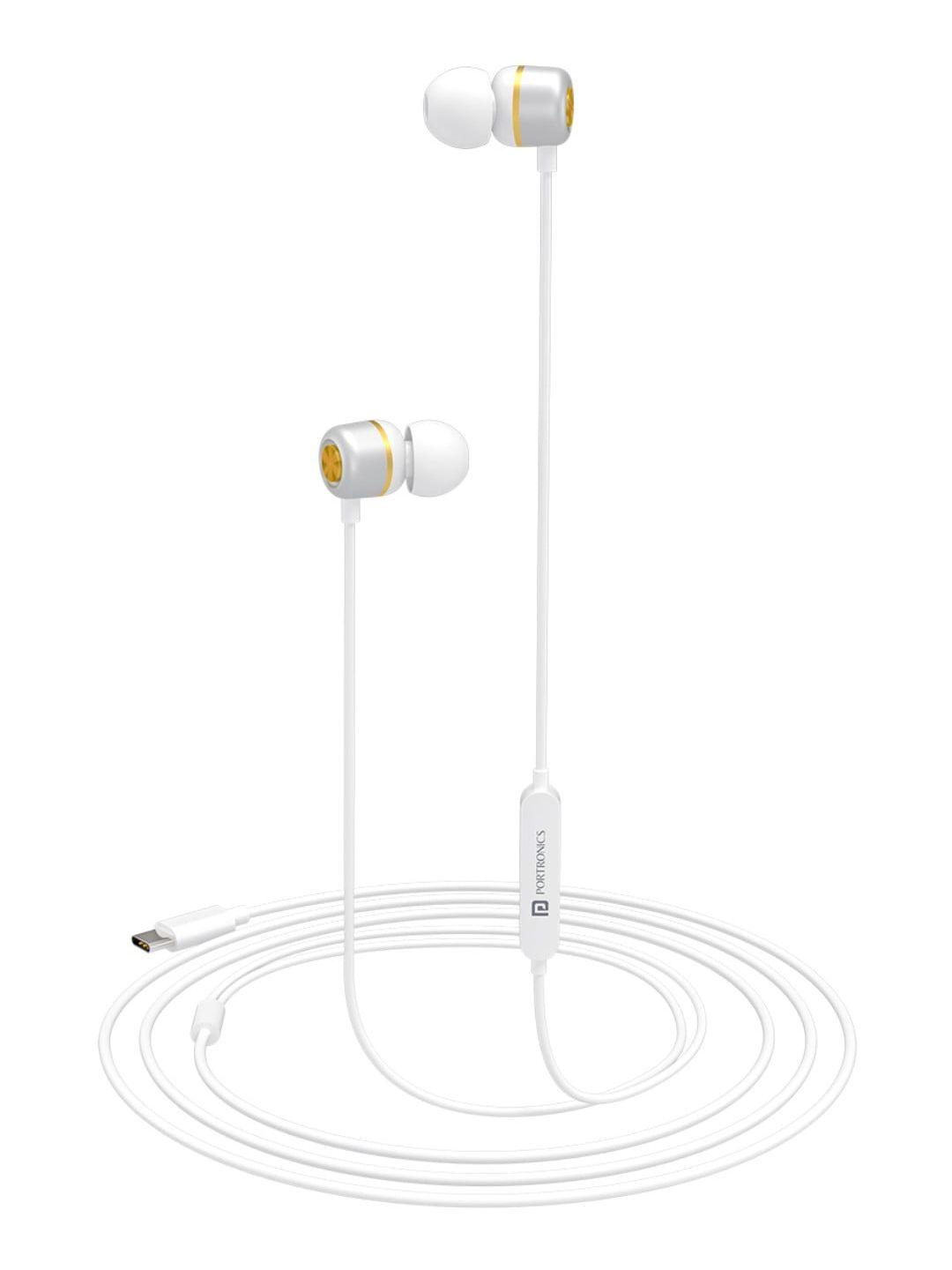 portronics unisex white solid in-ear wired earphones