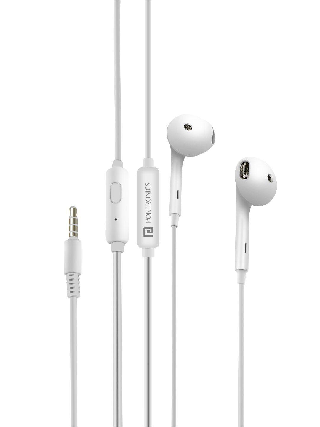 portronics white solid wired in-ear earphone