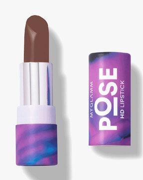 pose hd lipstick 4.54 g - peta approved vegan & long lasting - dark brown