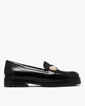 posh loafers with button accent