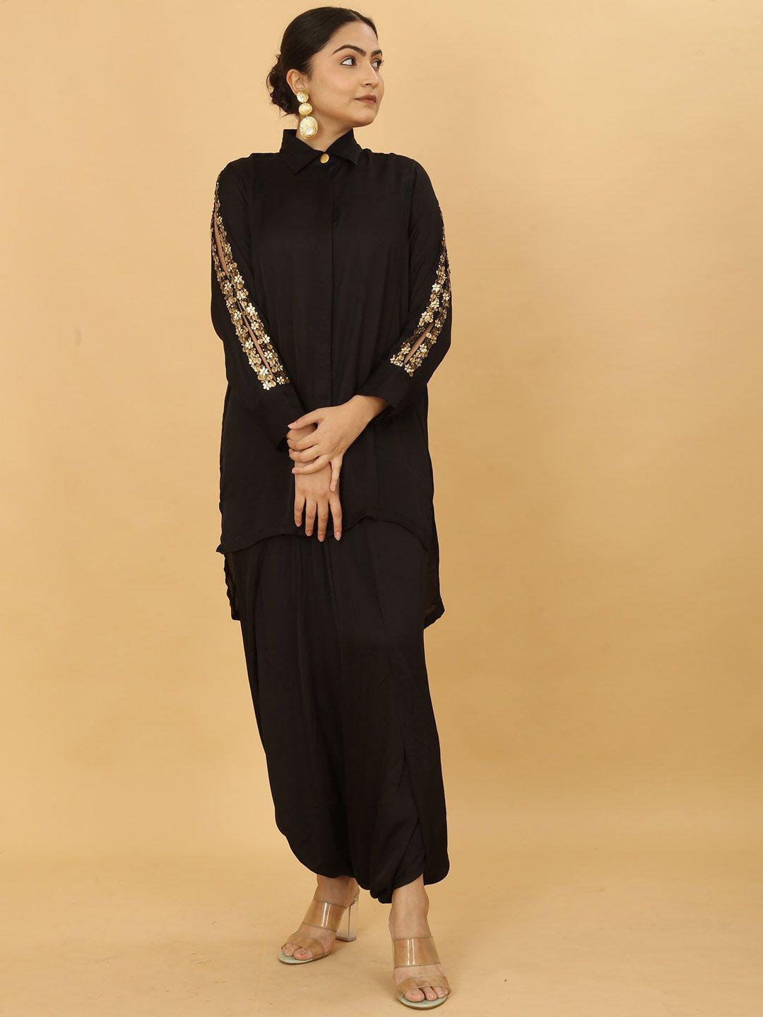 poshaak by radhee mangukiya sequinned embellished kurta with dhoti pants