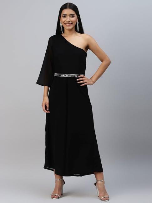 poshak hub black one-shoulder jumpsuit