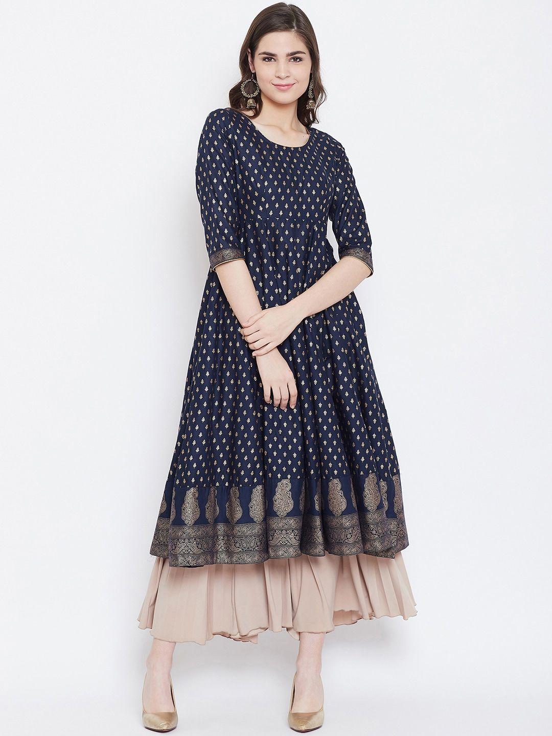 poshak hub cotton ethnic motifs printed anarkali kurta