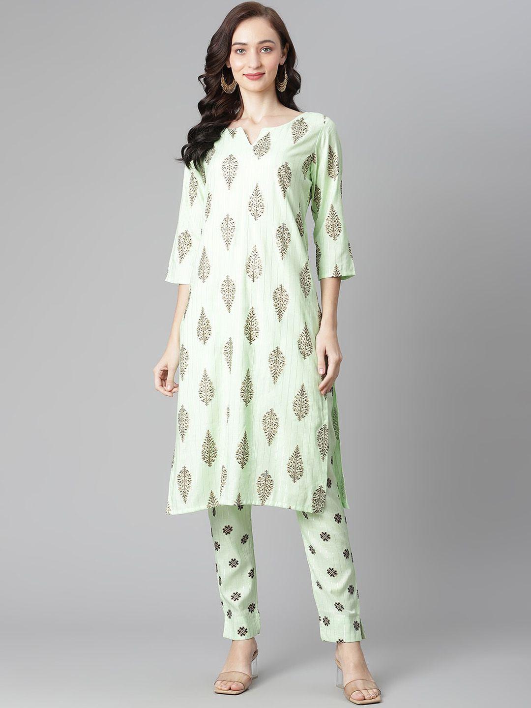 poshak hub ethnic motifs printed straight kurta with trousers