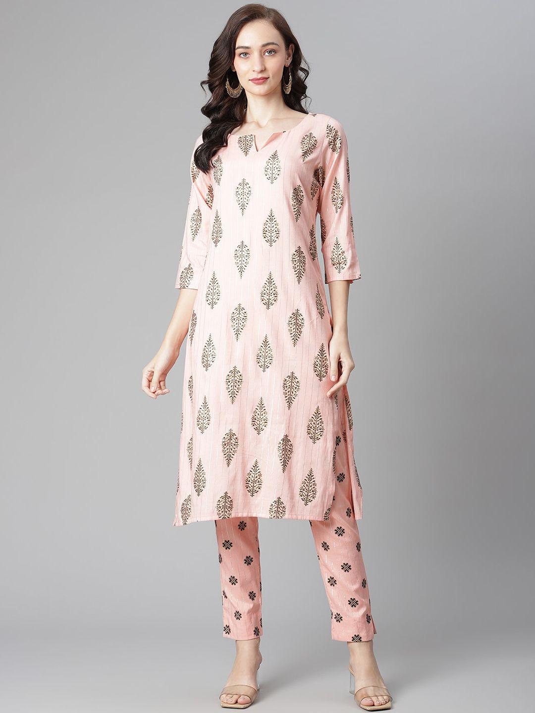 poshak hub ethnic printed straight kurta with trousers