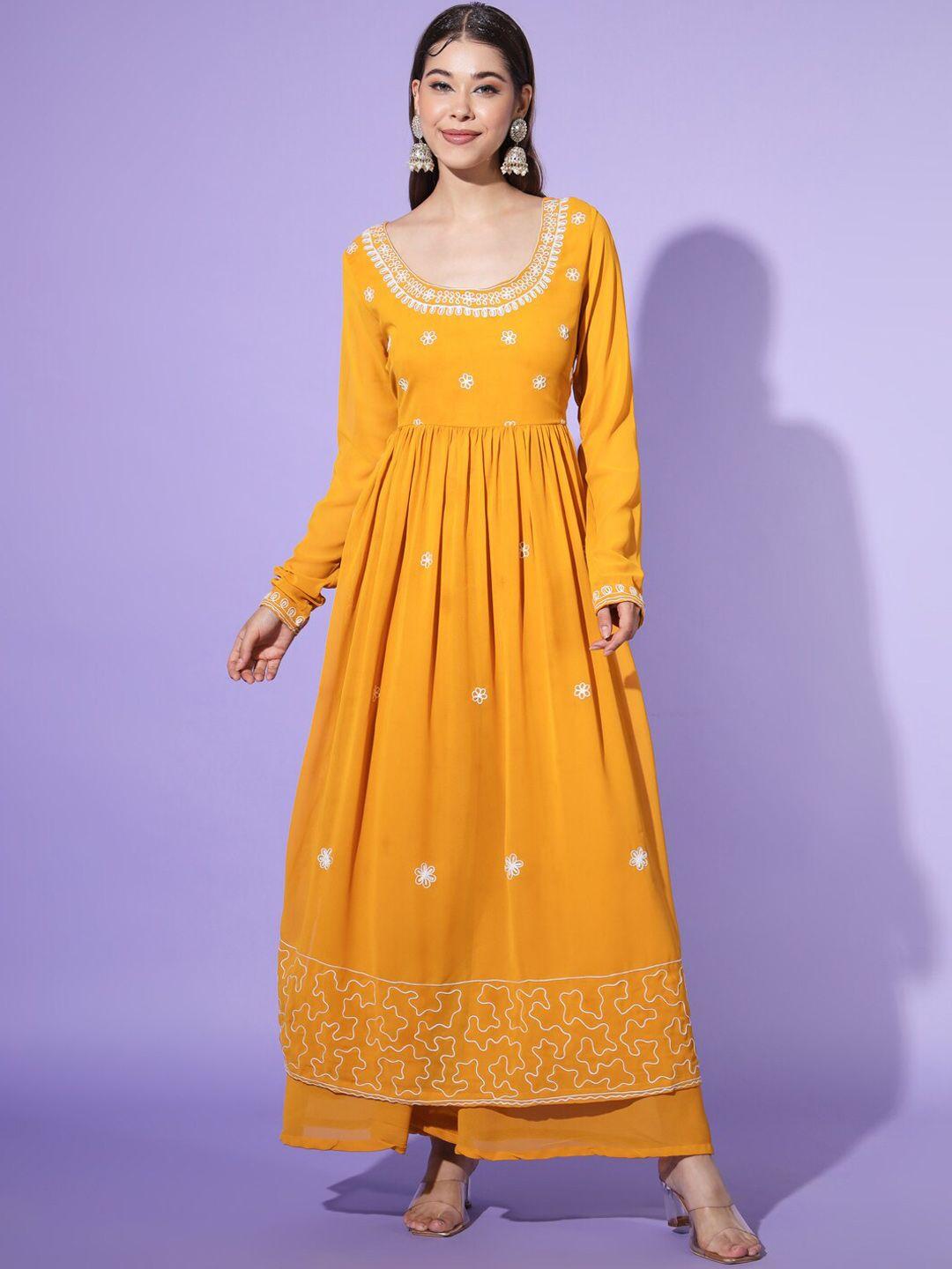 poshak hub floral embroidered high slit kurta with palazzos