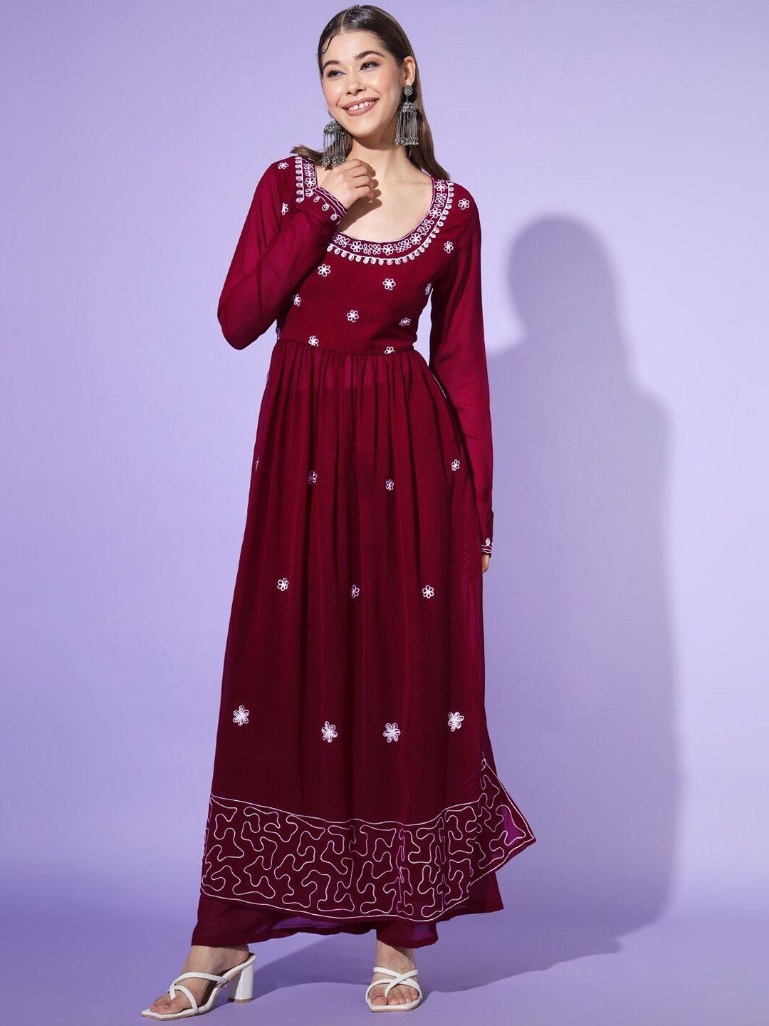 poshak hub floral embroidered high slit kurta with palazzos