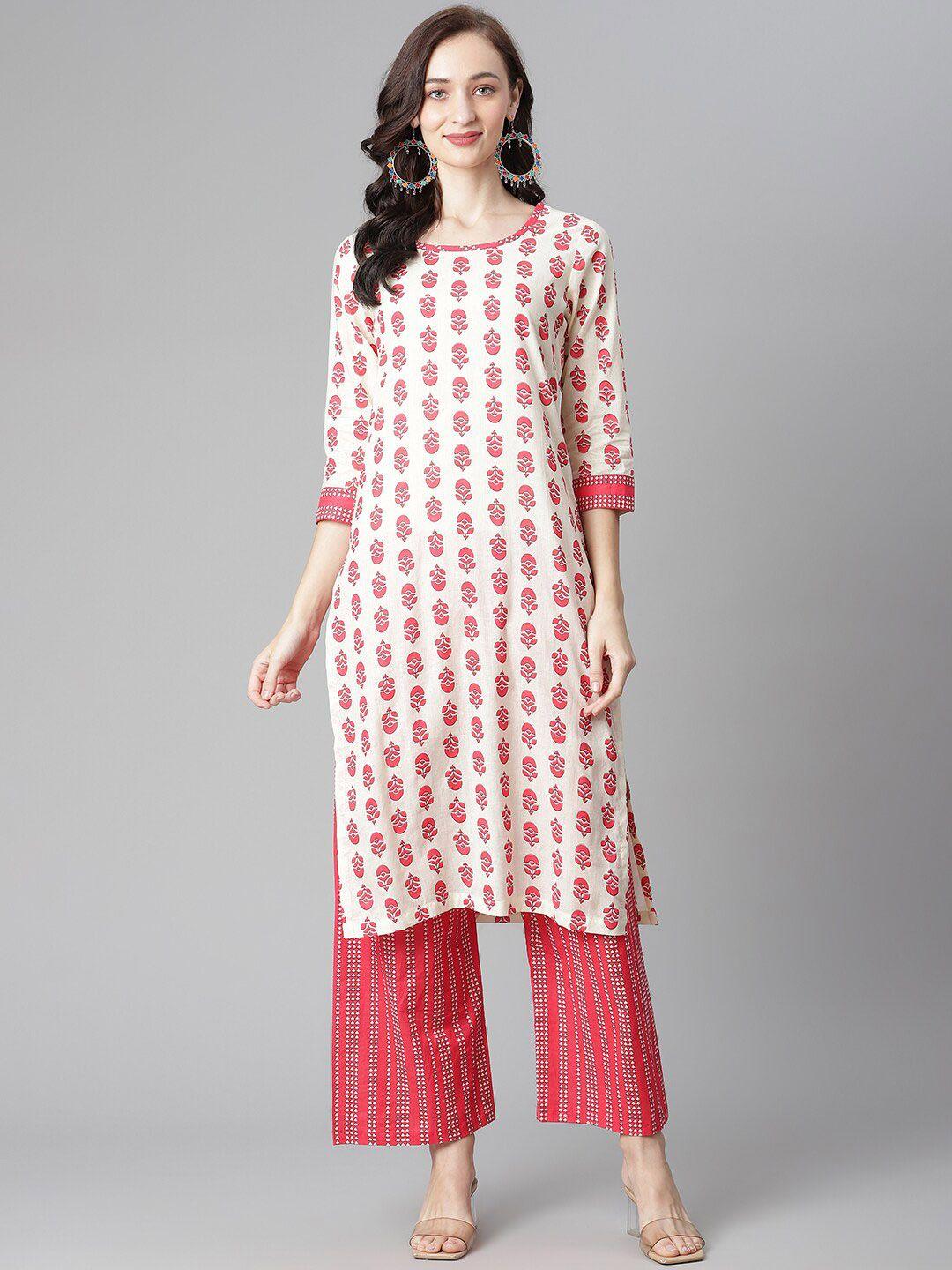 poshak hub printed pure cotton kurta with palazzos