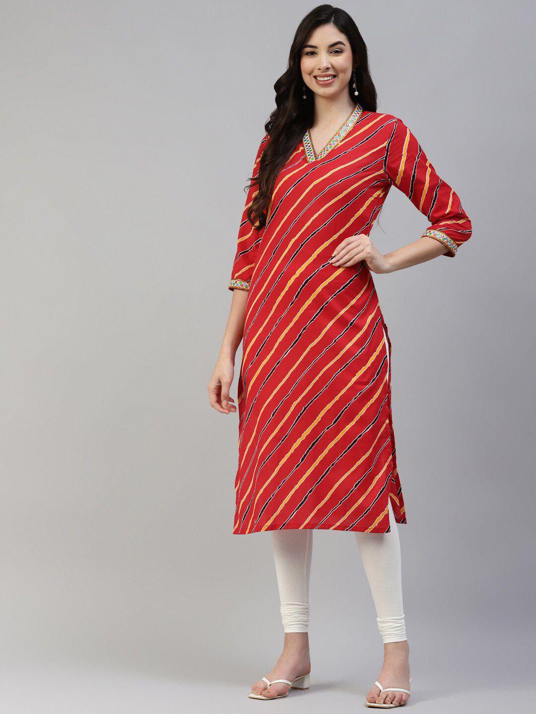 poshak hub v-neck printed pure cotton kurta