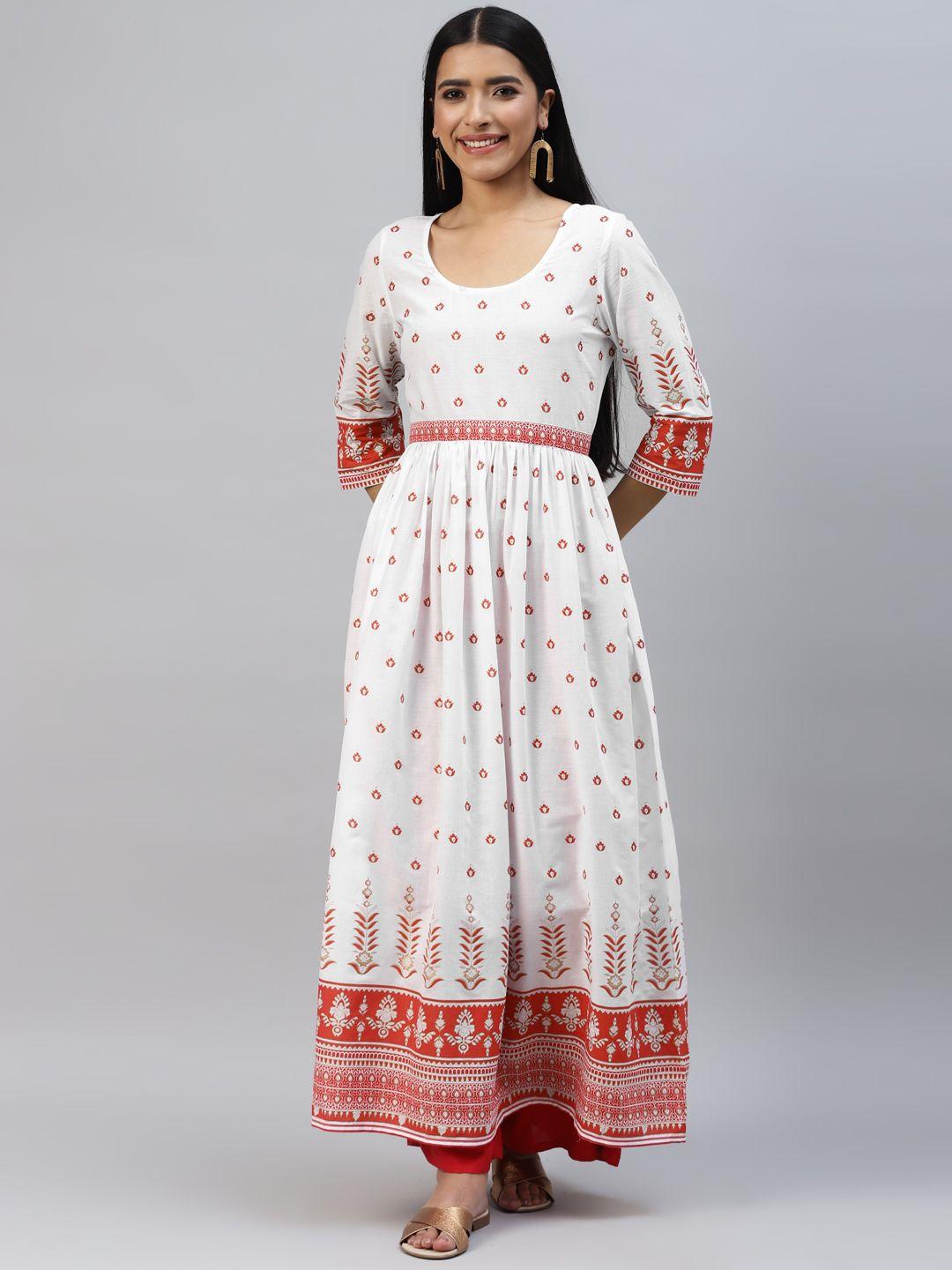 poshak hub women floral printed cotton anarkali kurta