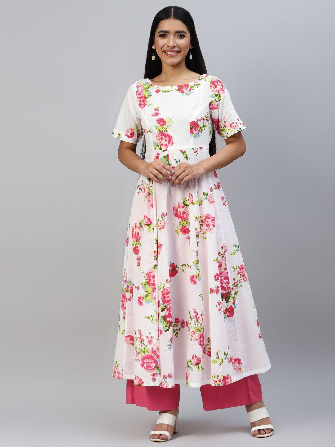 poshak hub women floral printed cotton kurta
