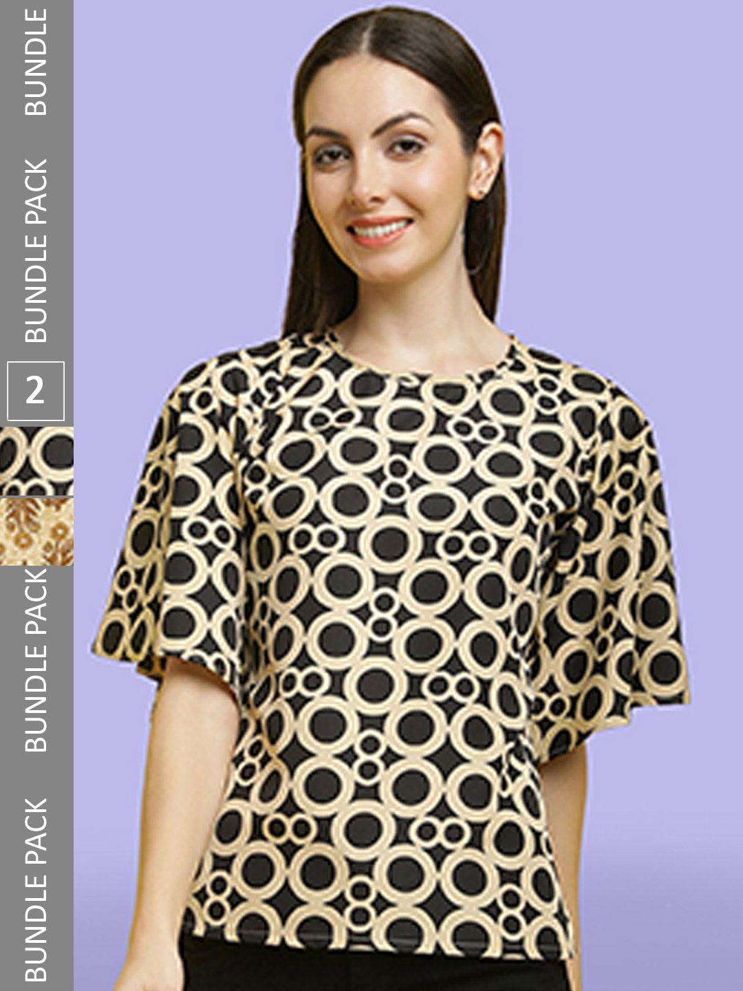 poshyaa pack of 2 printed round neck tops