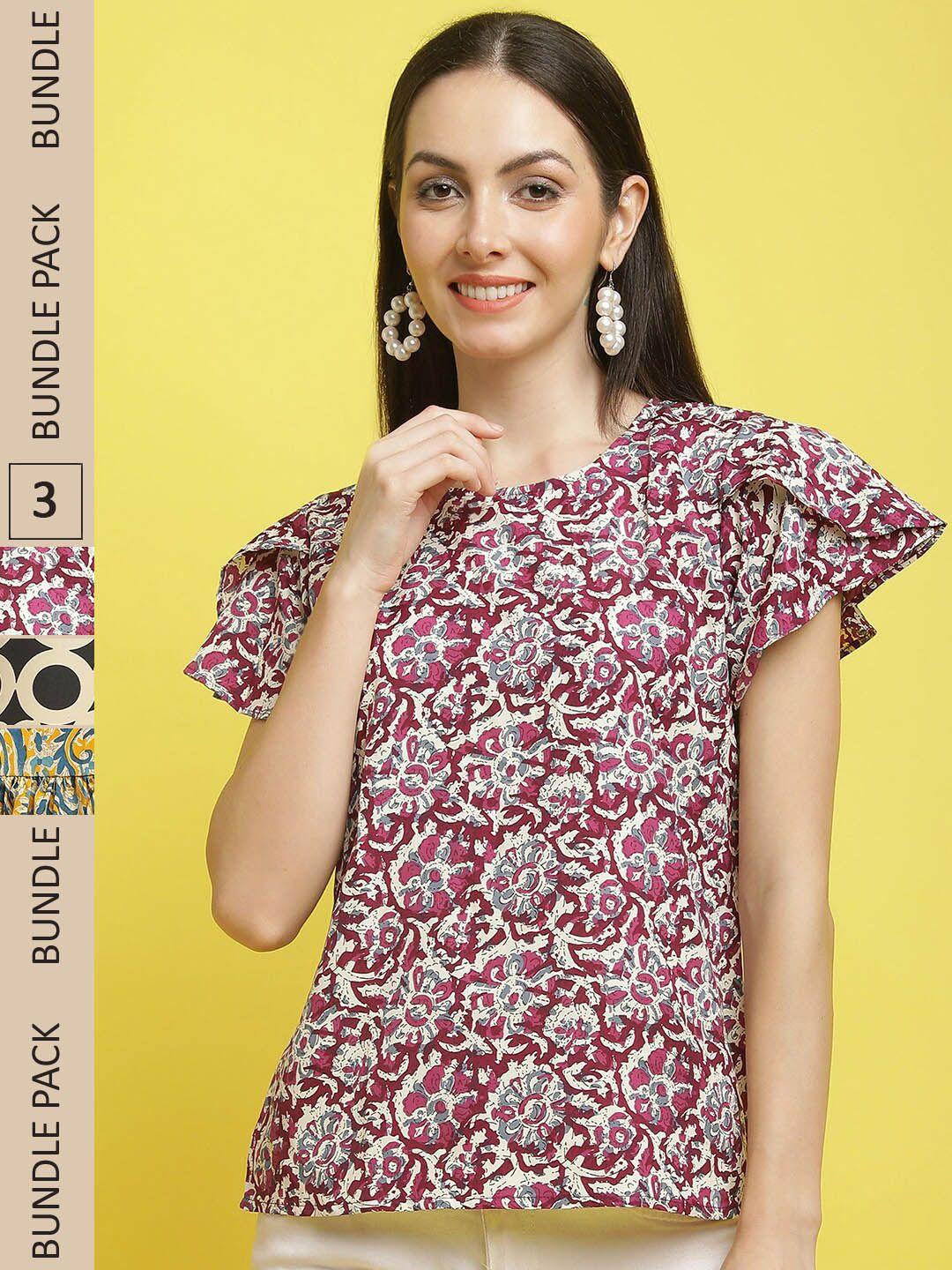 poshyaa pack of 3 floral printed top