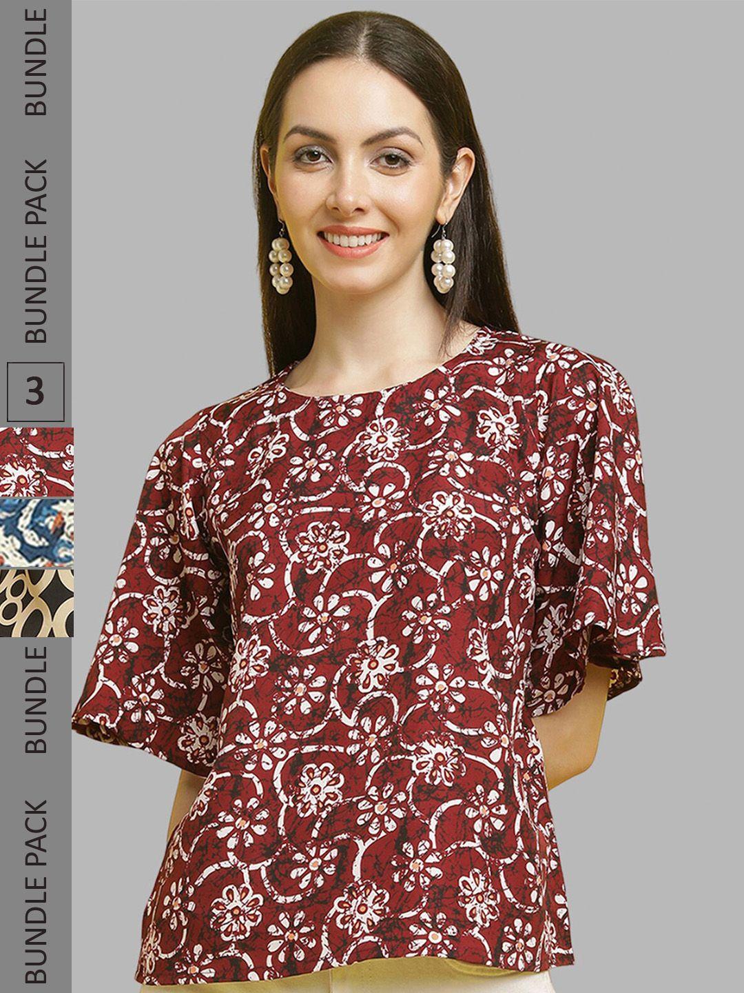 poshyaa pack of 3 floral printed tops